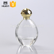 Botella de vidrio de 60 ml para perfume con tapa de oro